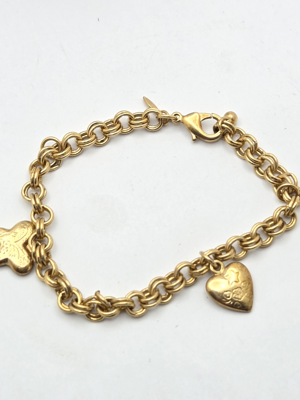 Vintage Avon Gold Tone Charm Bracelet Heart & Butterfly 7" - Picture 7 of 11